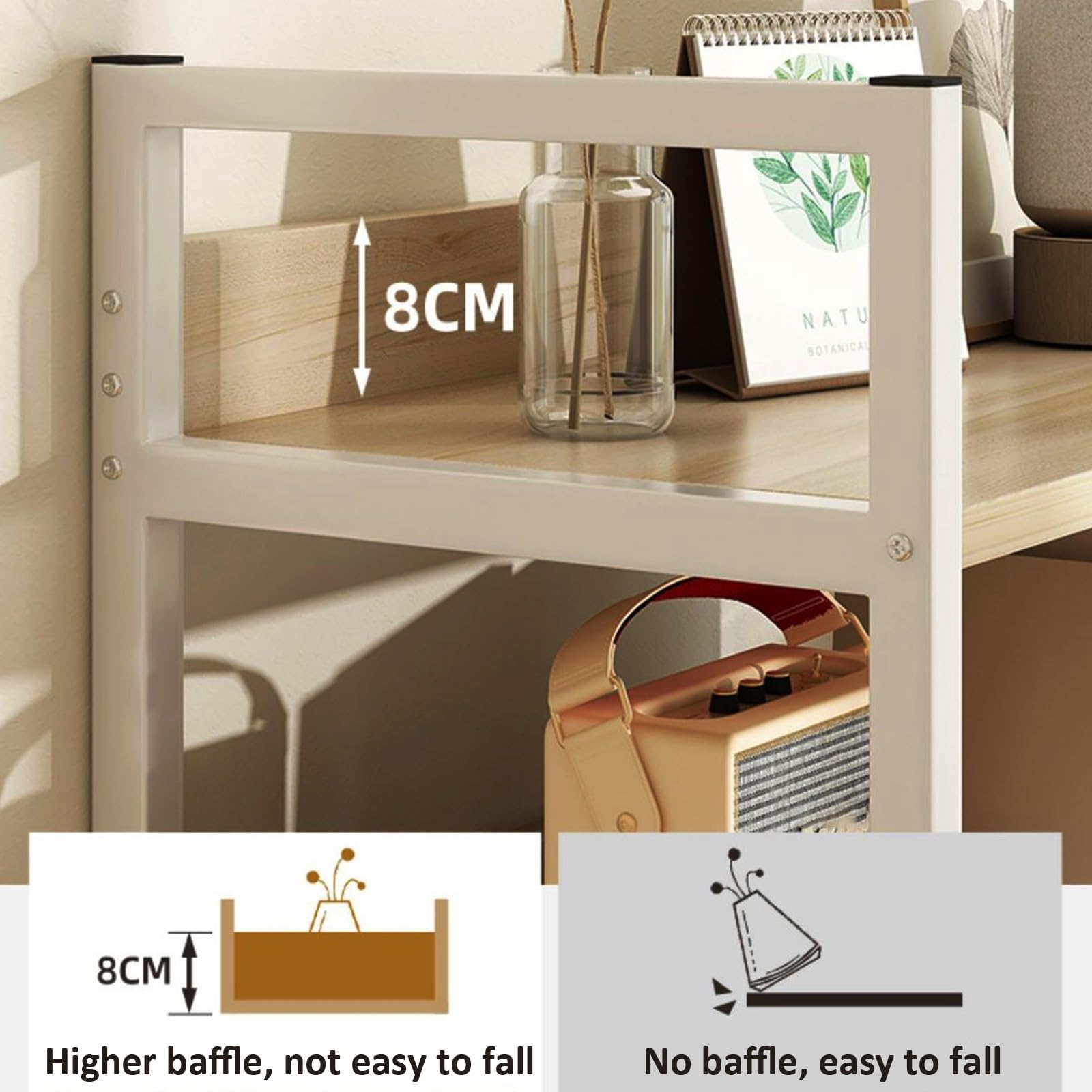 Étagère Bureau À Poser sur Bureau Rangement Etagere de Bureau, étagère de Bibliothèque, Organisateur de Table, Étagère de Rangement(White,50cm*24cm*60cm)