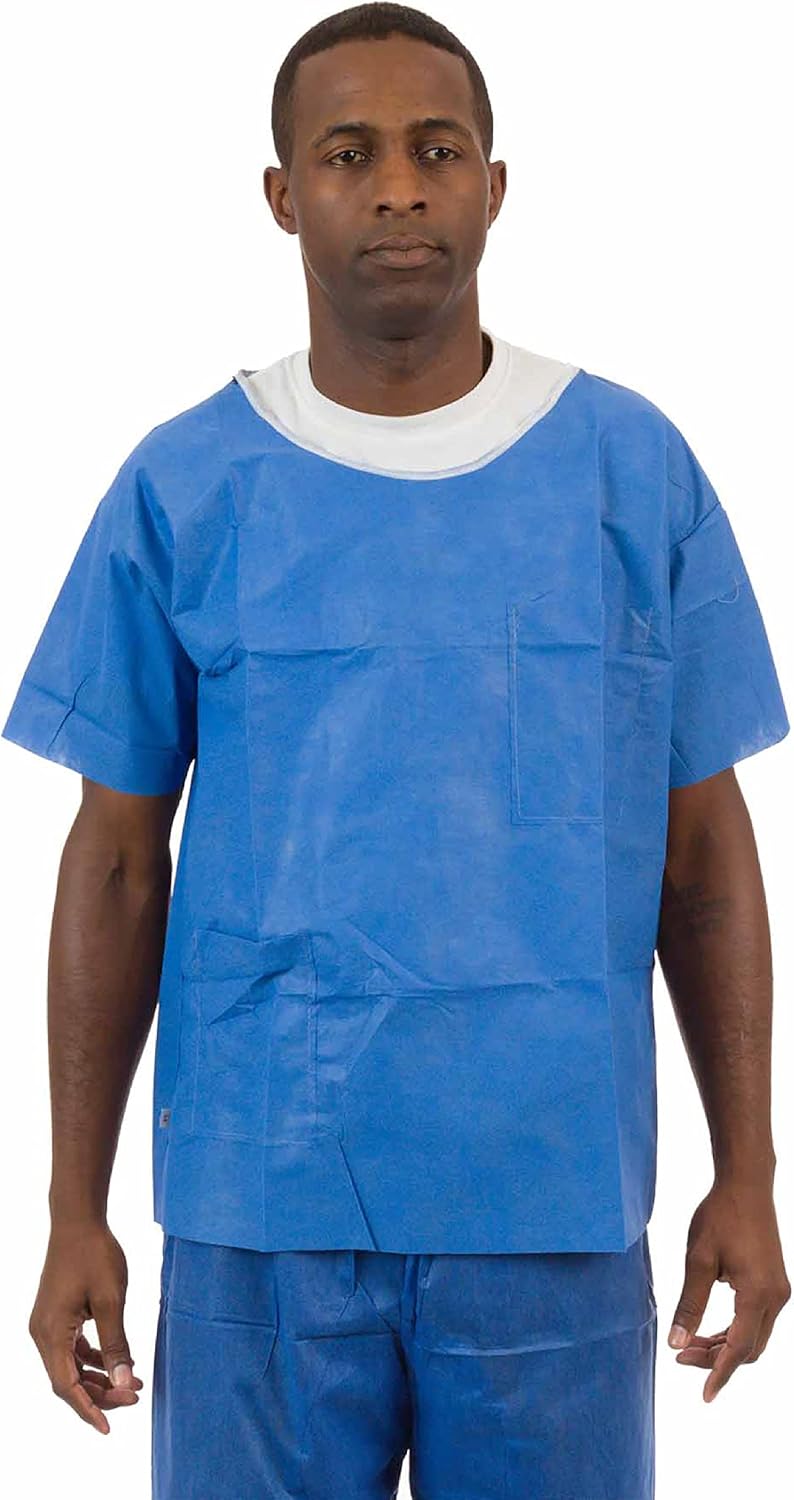 Soft Scrubs™, Denim Blue SMS Soft Scrub Short Sleeve Shirt, Round Hemmed Neck, Left Chest Pocket, Right Front Hip Pocket