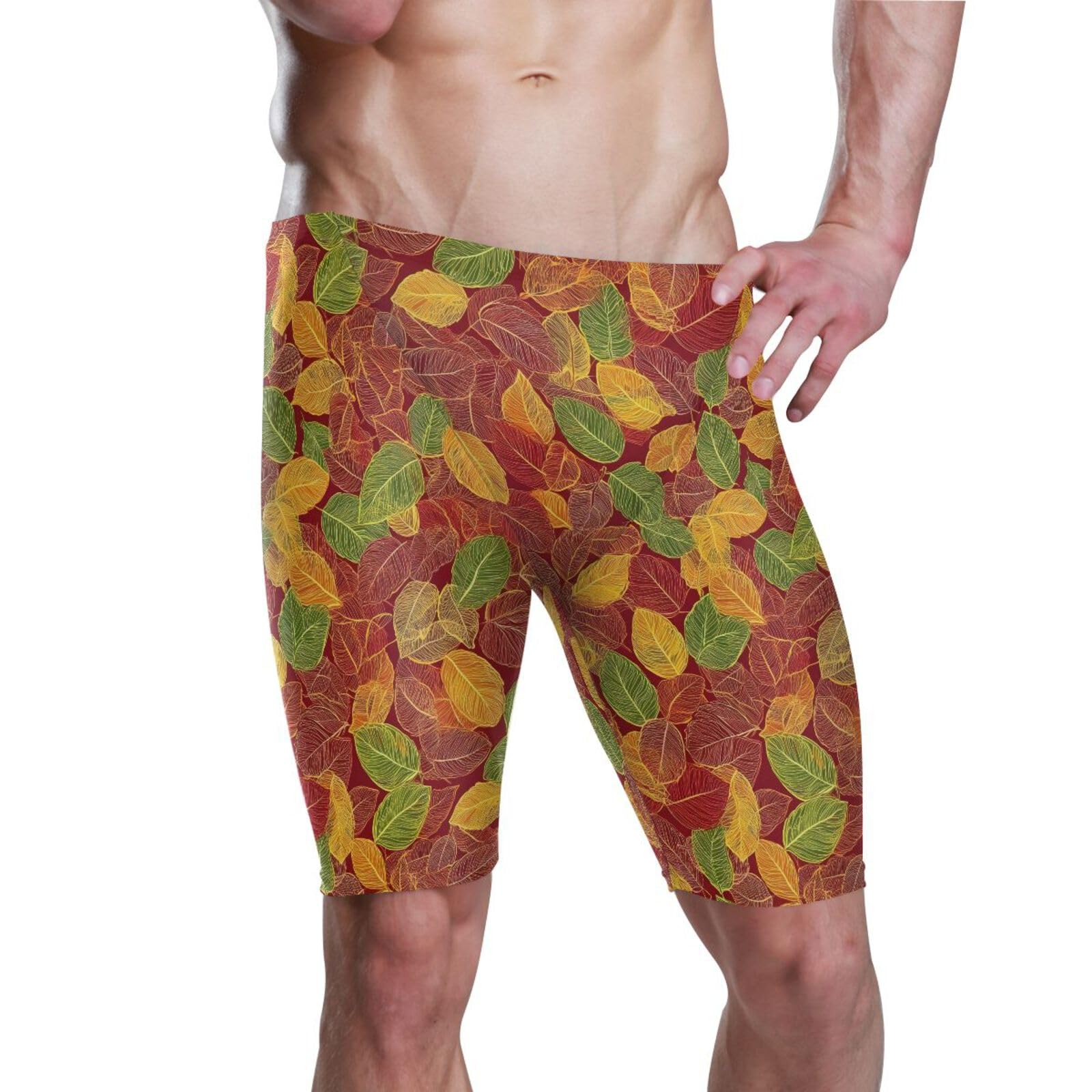 UMIRIKO Autumn Leaves Thankgiving Swim Jammers for Men Swimsuits Athletic Swimwear 3XL 202b8182