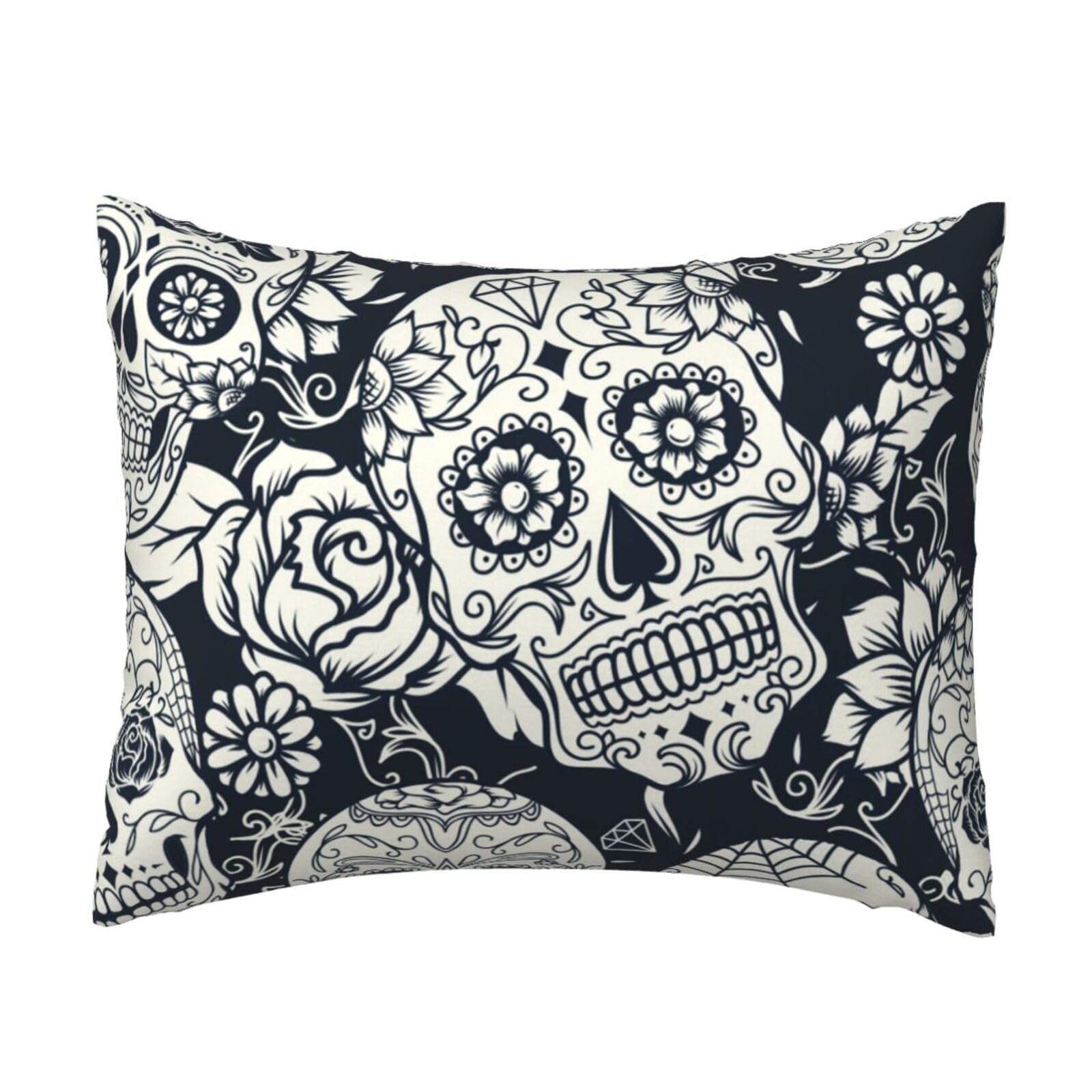 WSHFFILO Floral Skull printed Pillow Case 20x26in Decorative pillowcase Throw Pillow Cover