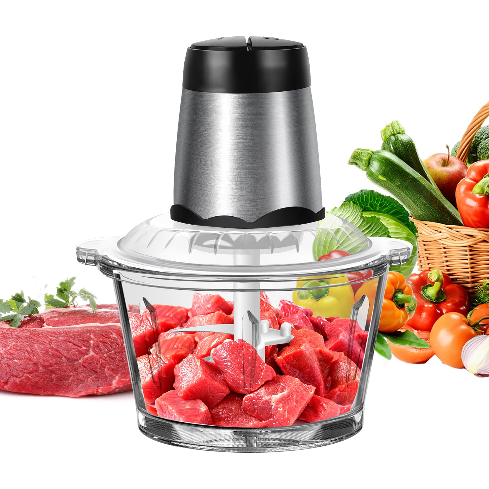 Electric Food Processors & Chopper with 2L Glass Container