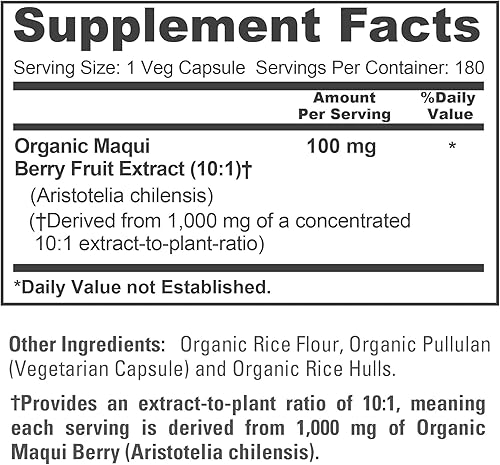 Miniatura 4 de NusaPure USDA Organic Maqui Berry 101 Extracto 101, 100 mg equivalente a 1,000 mg 180 cápsulas vegetales adecuadas para vegetarianos y veganos, sin