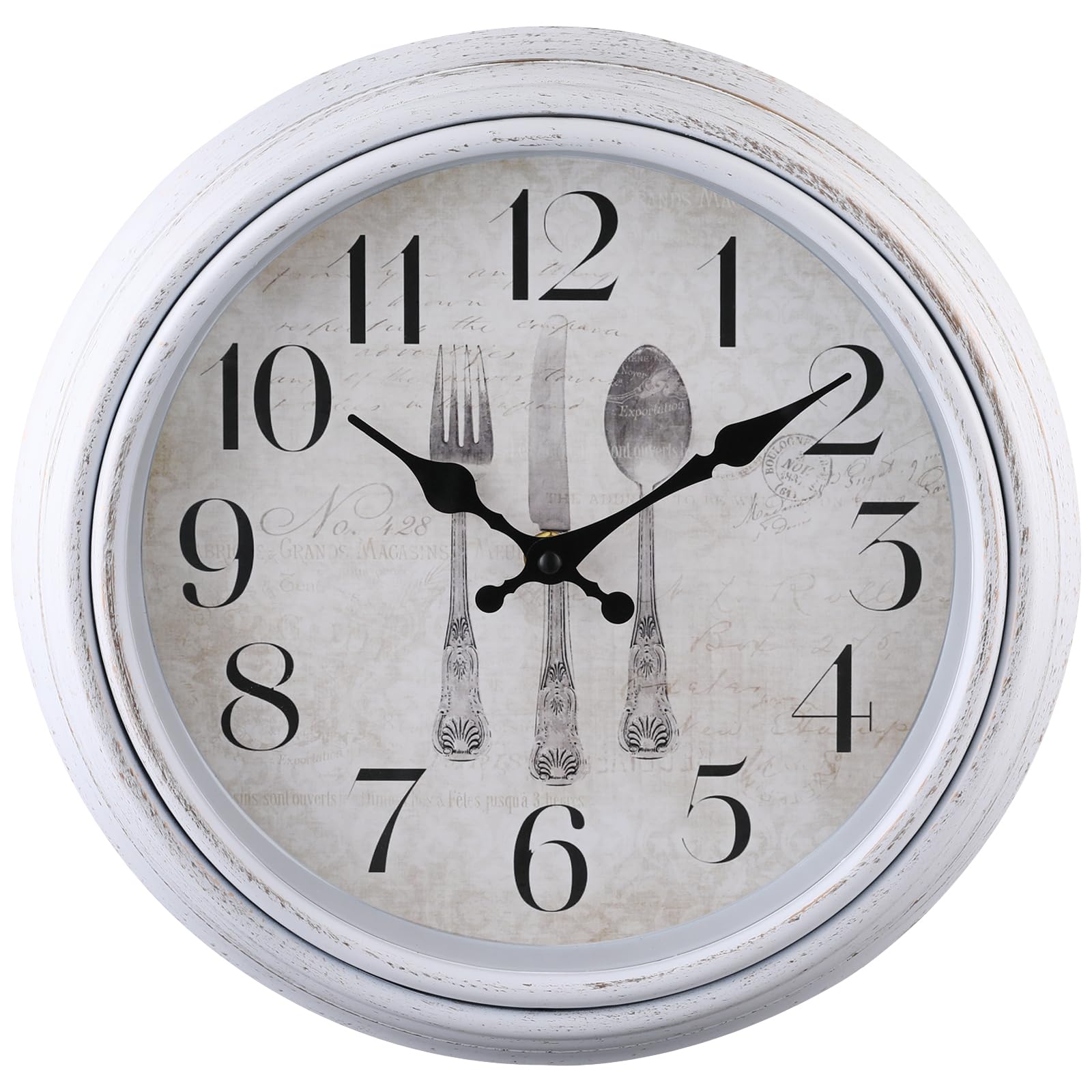 WOOPHENVintage Wall Clock, 16" Extra Large Silent Non Ticking Retro Wall Clocks Quality Quartz Battery Operated Round Decorative Easy to Read for Home Kitchen Living/Bedroom Office School (White)