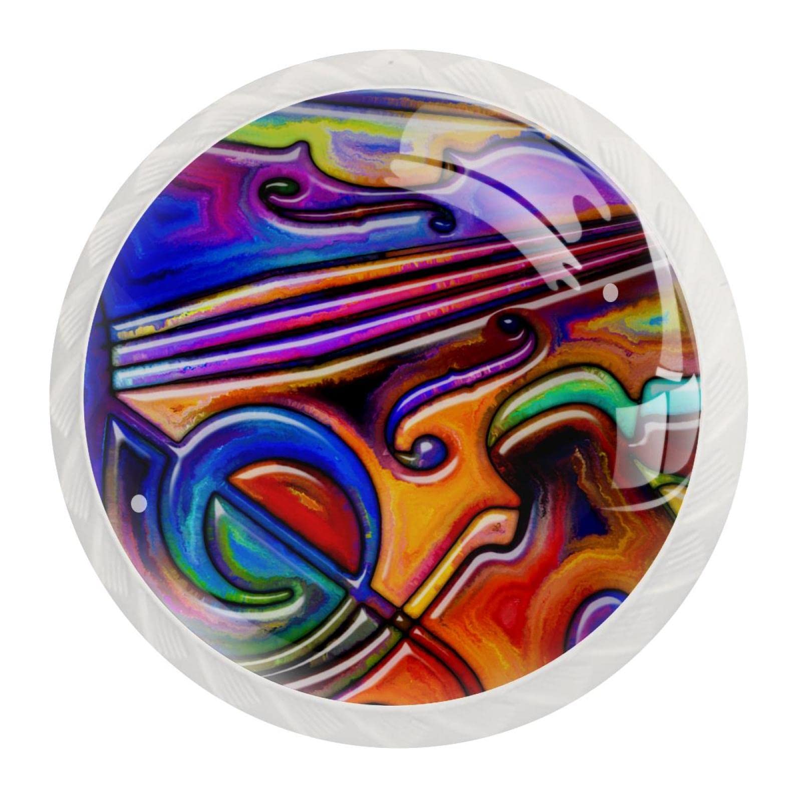 Boutons de tiroir verre poignées d'armoire violon art abstrait coloré x12