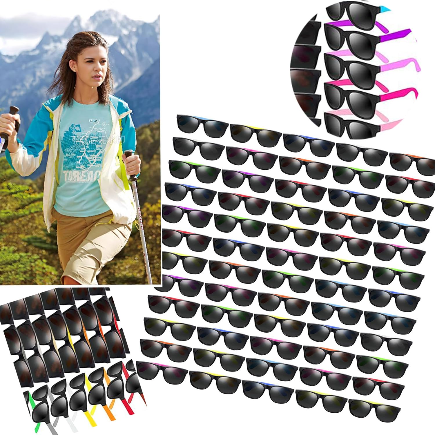 144 Stück Neon Sonnenbrille Party 24-Farben Neon Party Sonnenbrille 80'er Stil bunte Neuheit Sonnenbrille,Partygeschenke, Geschenktütenfüller,Kid Teen Erwachsener