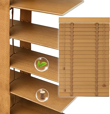 2" Slats Wood Blinds for Indoor Windows, Custom Wood Window Blinds, Wooden Venetian Horizontal Blinds & Shades for Indoor Windows, Office, Living Room, Bedroom