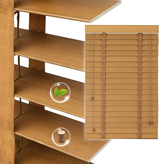 2" Slats Wood Blinds for Indoor Windows, Custom Wood Window Blinds, Wooden Venetian Horizontal Blinds & Shades for Indoor Windows, Office, Living Room, Bedroom