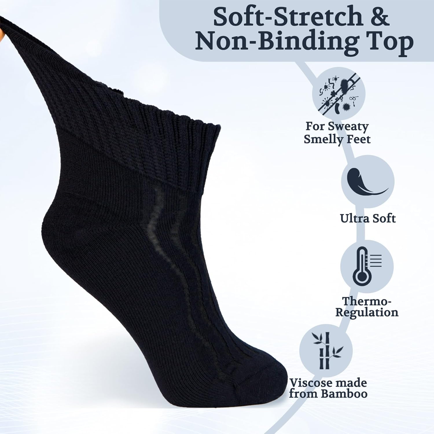 +MD Diabetic Socks for Men Women 6 Pairs,Non-Binding Top Extra Wide Ankle/Crew Socks, for Edema Circulator 9-11 10-13 13-15 - Image 3