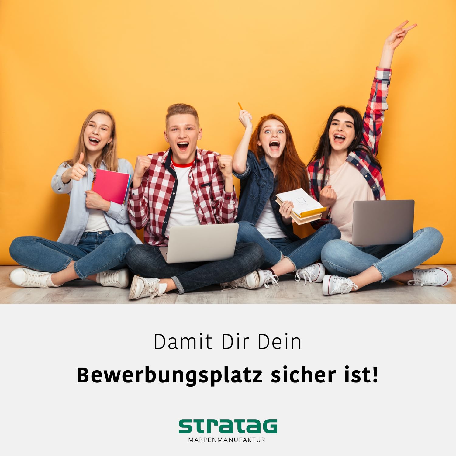 STRATAG® Lot de 10 chemises de candidature en 3 parties avec 2 rails de serrage en cuir fin // avec 10 enveloppes blanches de qualité supérieure