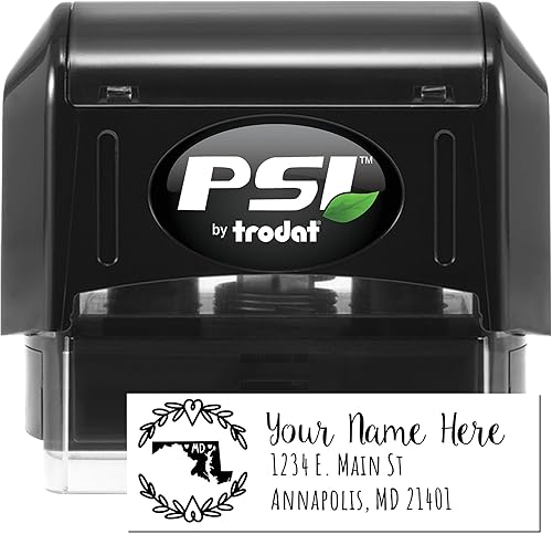 Miniatura 101 de State Love - Sello de dirección autoentintado para Texas, caja rosa, púrpura o negra, impresiones limpias y nítidas, diseño rectangular, tamaño 7/8