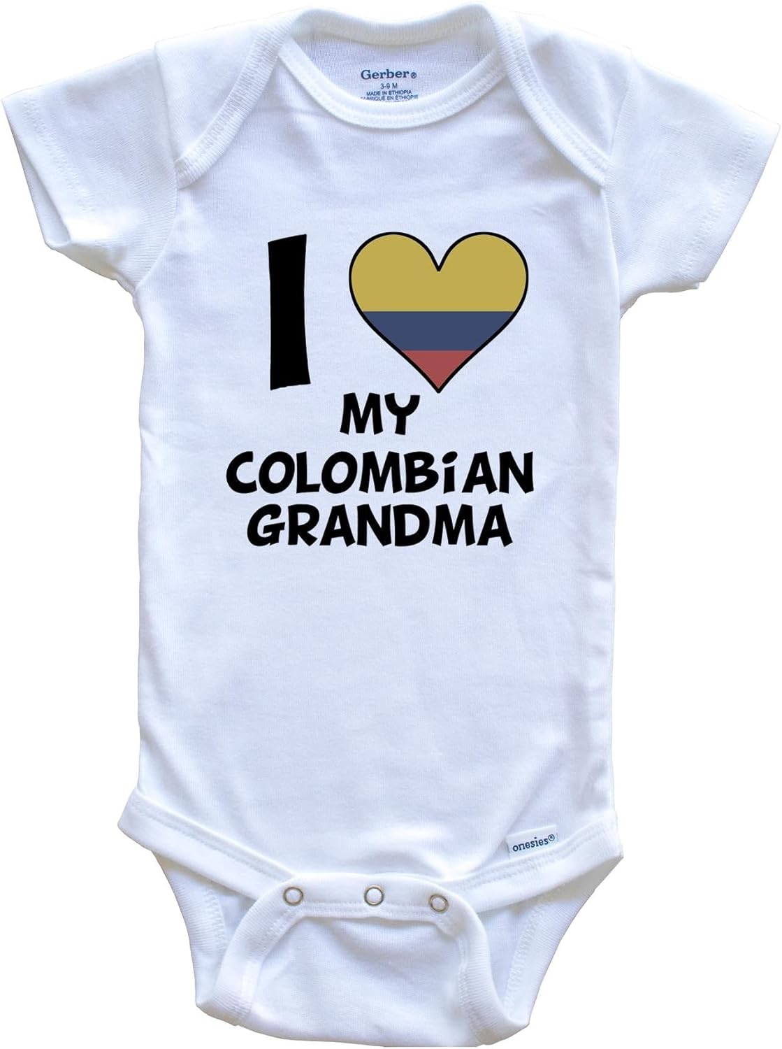Really Awesome Shirts I Heart My Colombian Grandma Colombia Flag One Piece Baby Bodysuit