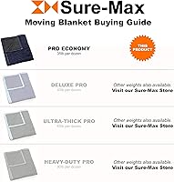 Vista 5 de Sure-Max Manta de mudanza y embalaje - Pro Economy - 80 x 72 pulgadas (35 lb/dz de peso) - Almohadilla acolchada profesional para muebles de envío