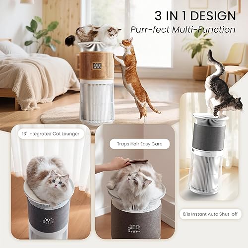 Miniatura 3 de Purificador de aire para mascotas para el hogar, habitación grande de hasta 1367 pies cuadrados, purificador de aire para el hogar con filtro HEPA