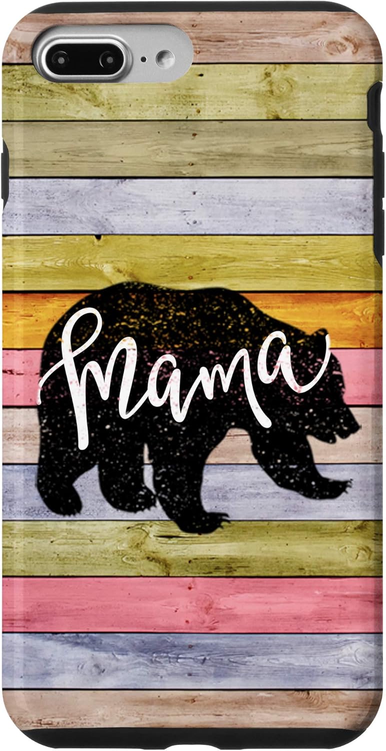 iPhone 7 Plus/8 Plus Rainbow Shiplap Cute Mama Bear Rustic Farmhouse Country Case