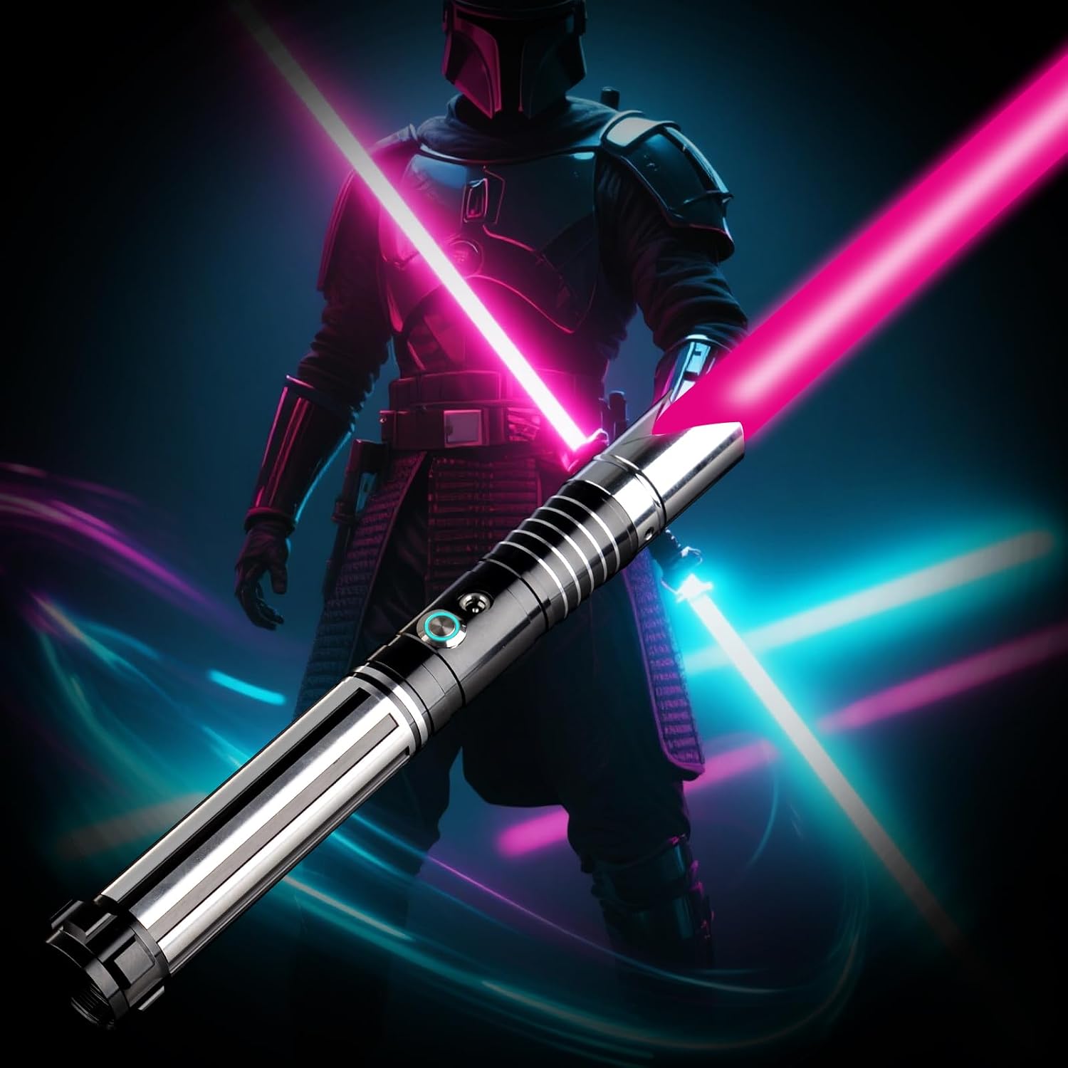 Dueling Lightsabers for Adults, 16 RGB Colors & 8 Movie Sounds, Rechargeable Black Handle Saber with Vibration Mode, Cosplay Sword Set, Ideal Star Wars Gifts