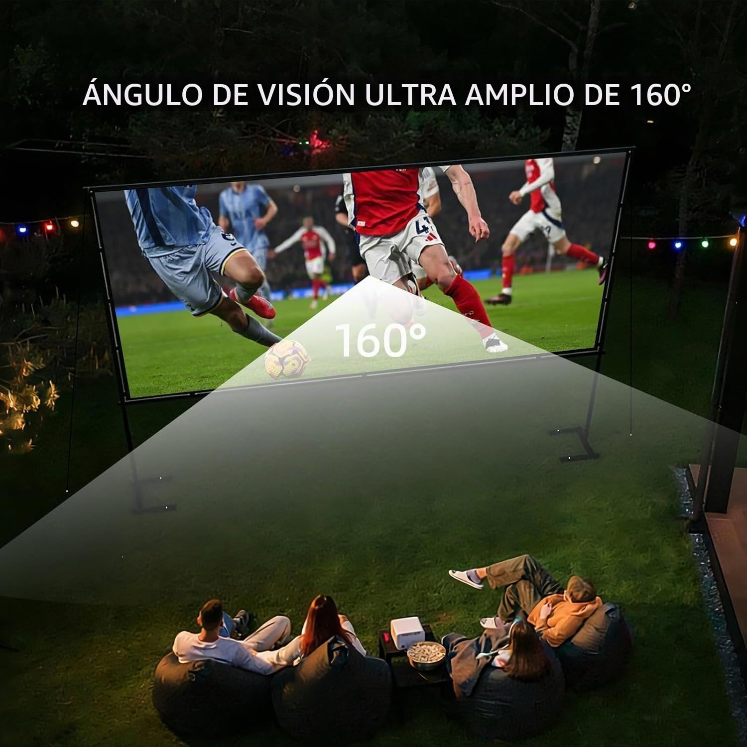 Pantalla de Proyector 120" con Soporte Reforsado - 4K HD 16:9 Anti-Arrugas, Montaje Rápido, para Interior/Exterior, Cine en Casa, Terraza y Eventos