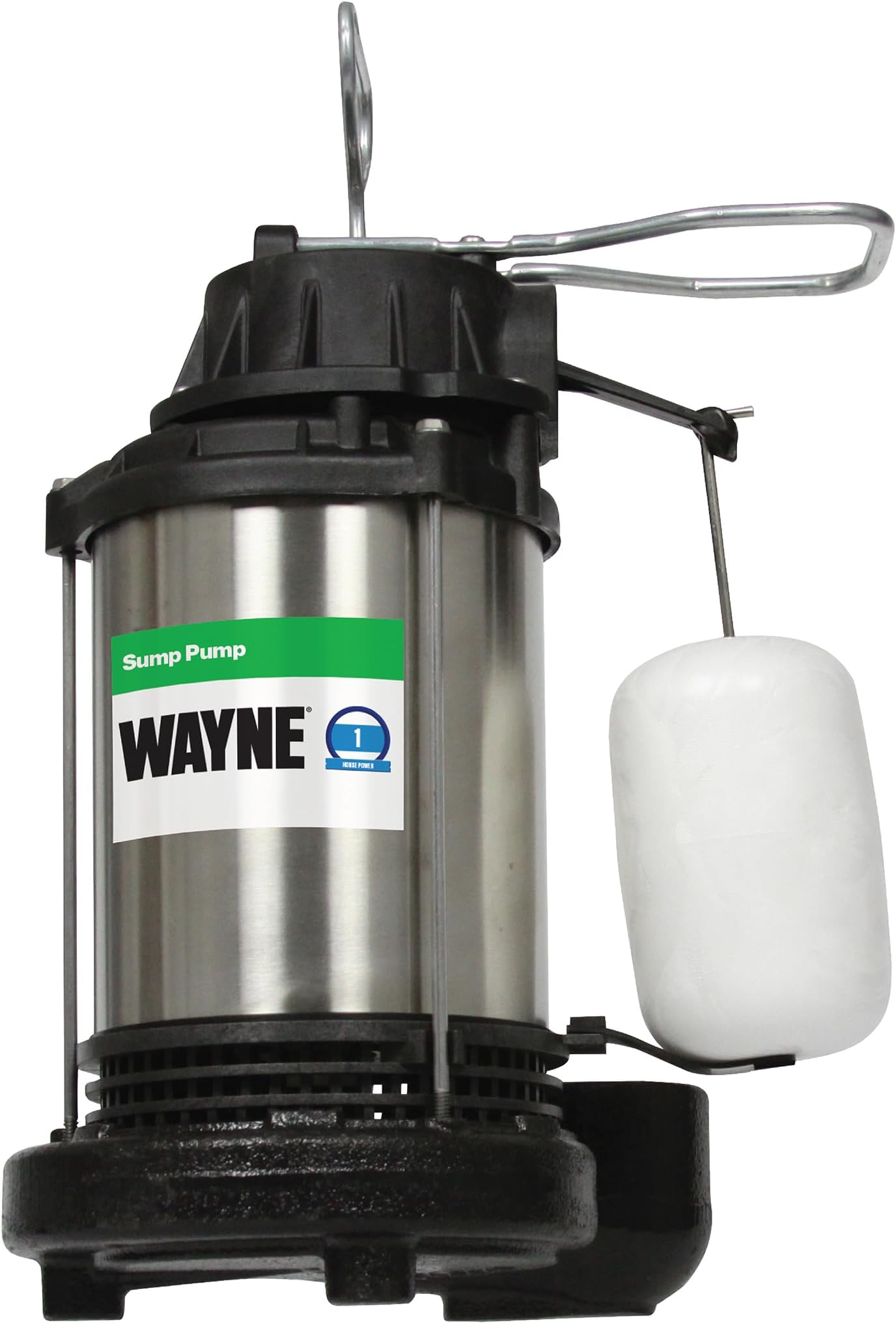 WAYNE CDU1000 1 HP Submersible Sump Pump – Cast Iron & Stainless Steel, Integrated Vertical Float Switch, 6,100 GPH, 5-Year Warranty, Assembled in USA