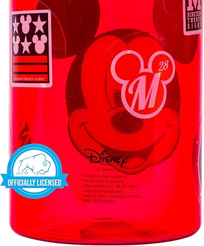 Miniatura 9 de Silver Buffalo Disney Mickey Classic Varsity Twist Spout - Botella de agua de plástico con calcomanías You Stick Yourself, color rojo, 32 onzas