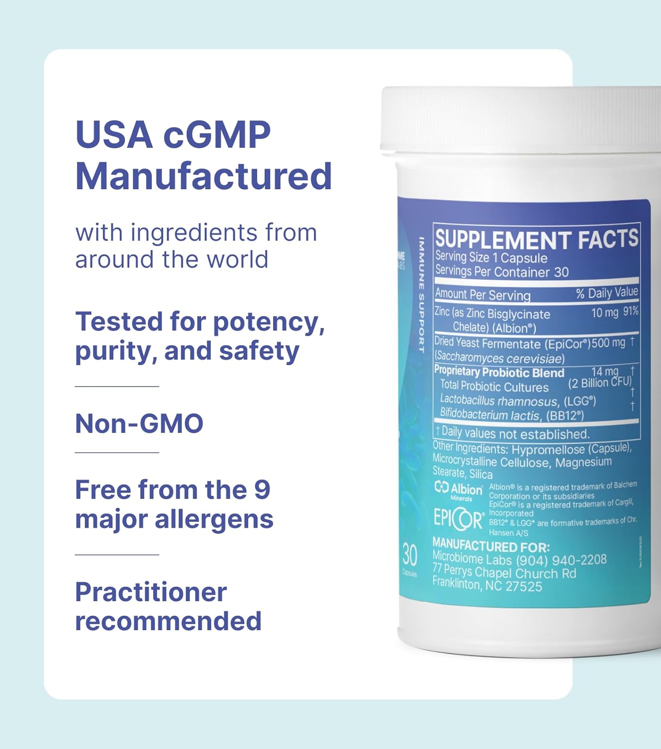 Microbiome Labs EpicDefense Probiotic + Postbiotic Combo - Immunobiotic Formula with LGG, BB-12 & Epicor - Daily Immune System Support - Respiratory Comfort - Gut Health Support (30 Capsules)