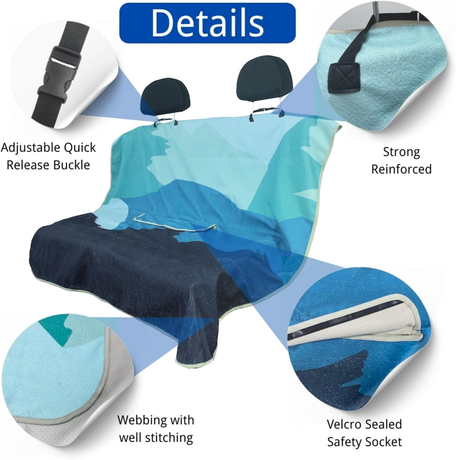 Waterproof Back Seat Cover for Dogs and Kids, Car Seat Protector Under Baby Car Seat, Child and Dog Car Seat Cover Blanket for Rear Bench(Mountains, Rear Bench Seat Towel)