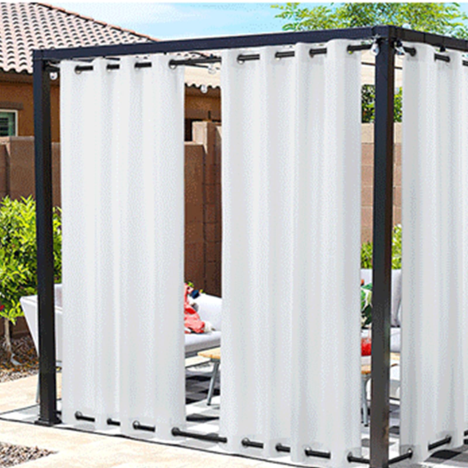 Rideaux extérieurs de patio W250xH270CM rideau imperméable balcon pergola et tonnelle