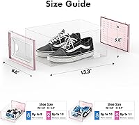 Vista 2 de Shoe Storage Box, 15 Pack Clear Plastic Stackable Shoe Organizer for Closet, Interlocking Design Shoe Container Bins for Sneakers, Foldable Shoe
