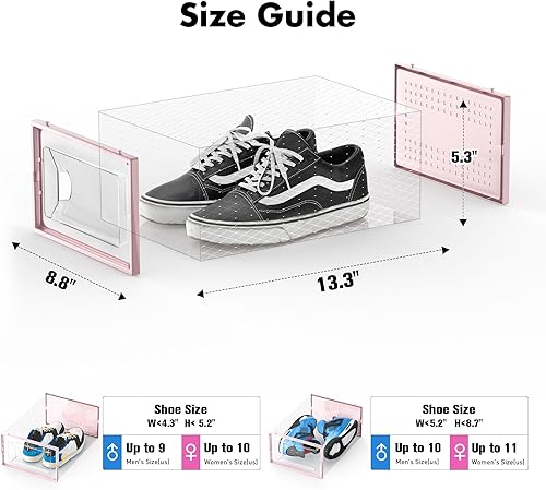 Miniatura 2 de Caja de almacenamiento de zapatos, paquete de 15 organizadores apilables de plástico transparente para armario, contenedores de zapatos de diseño