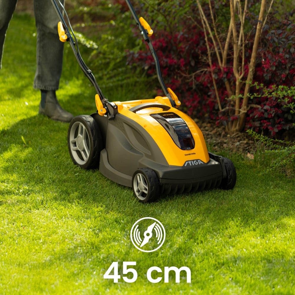 STIGA Combi 340e Kit Akku-Rasenmäher, 48 V Akku 4 Ah + Ladegerät, 38 cm – Leicht, Klappbarer Holm – Rasenflächen bis 350 m²