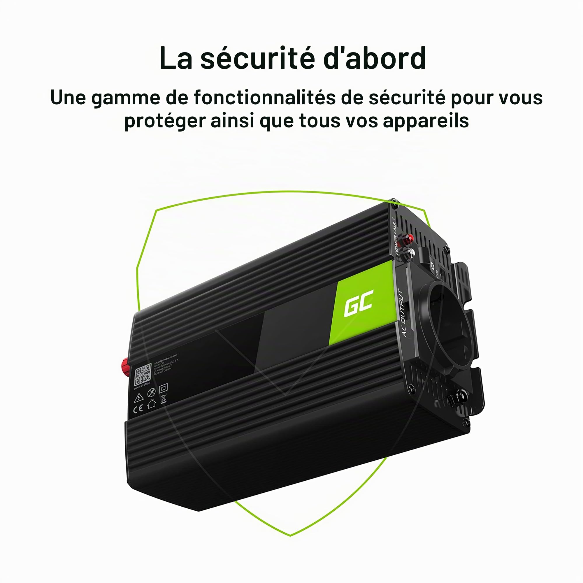 Green Cell 300W/600W 12V 220V/230V Convertisseur de Tension Voiture Solaire Modifiée Volts Sinus Power Inverter sinusoïdale DC AC, Onduleur Transformateur avec Allume Cigare Prise Electrique