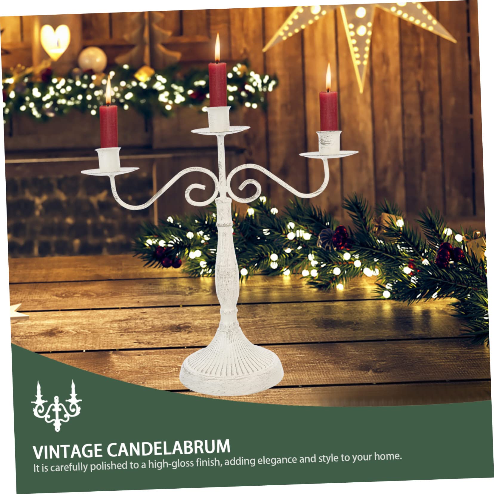 Candeliere Vintage in Ferro Bianco per Tavolo, Elegante