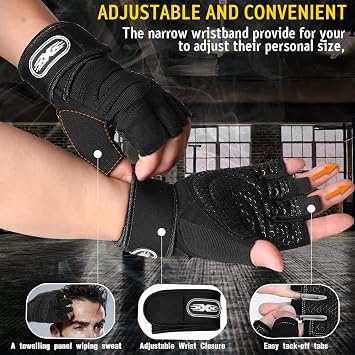 wehers Gym Gloves Weight lifting Gloves for Men Women Workout Gloves with Wrist Support Padded Ful Palm Protection Breathable, for Weightlifting, Training, Fitness, Cycling, Hanging, Pull ups