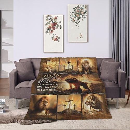 Miniatura 4 de Manta de león de forro polar, suave, acogedora, cálida, para hombres y mujeres, sofá, cama, 50 x 40 pulgadas