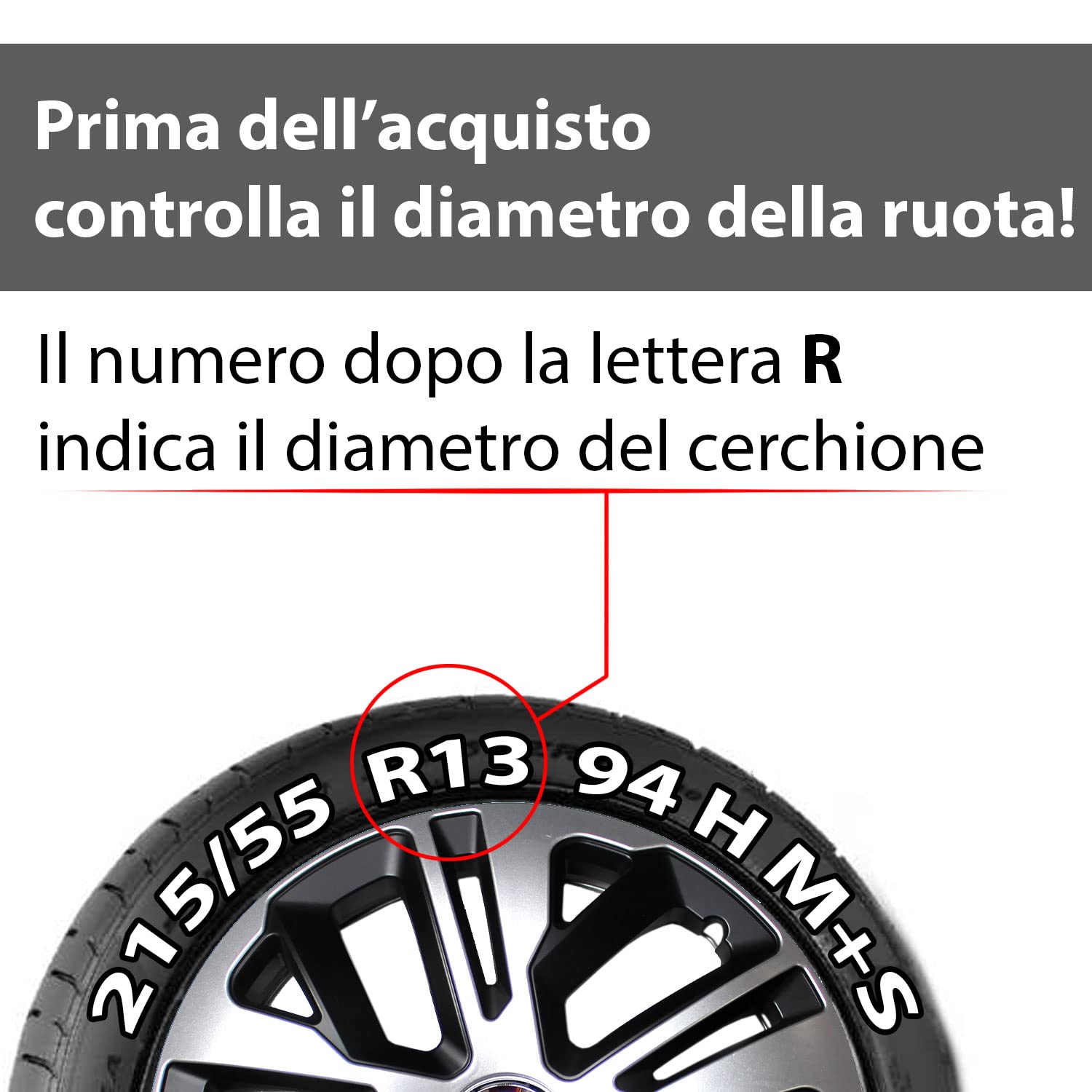 Set 4 Copricerchi 16" Pollici Borchie Nero Coprimozzo Modello DELTAB