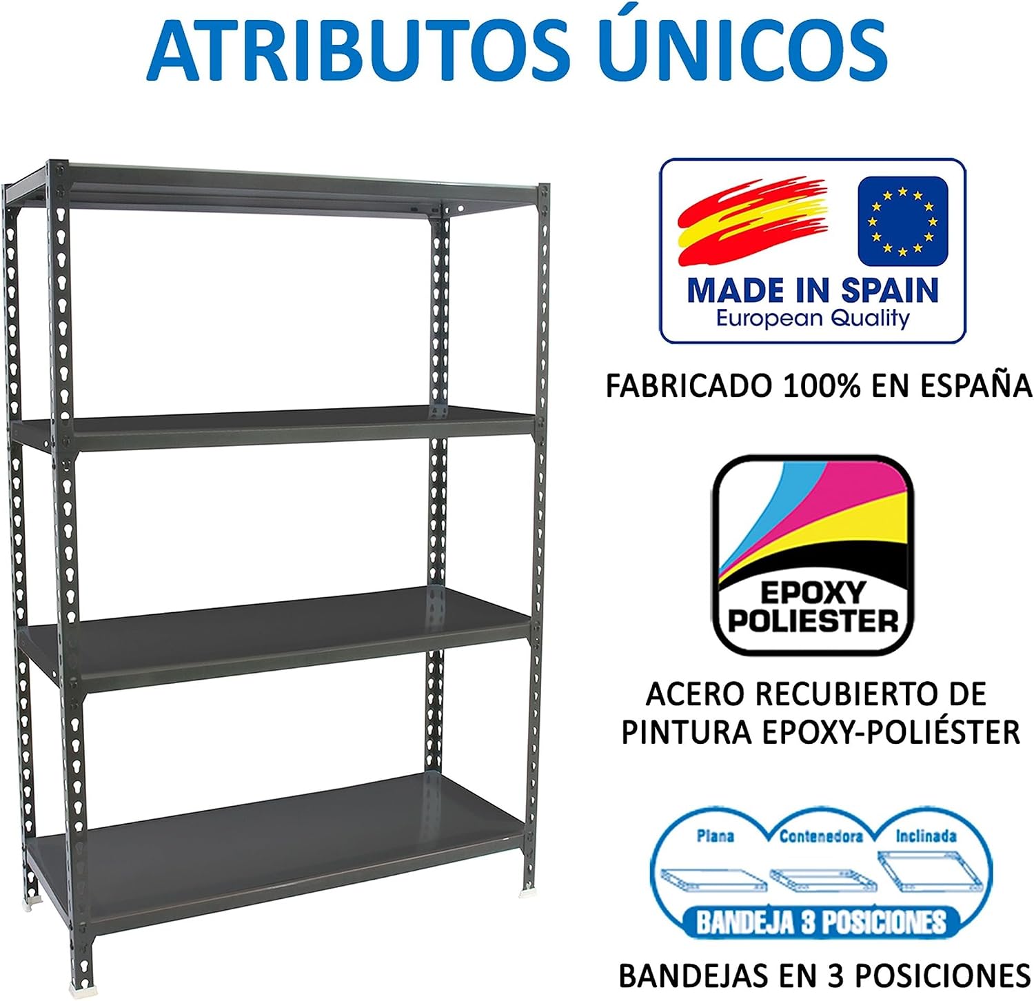 Simon Rack Metal Shelves, 1500x900x400 mm, 4 Metal Shelves, 180 kg Flex Point, Storage Shelves, Anthracite - Simonclick