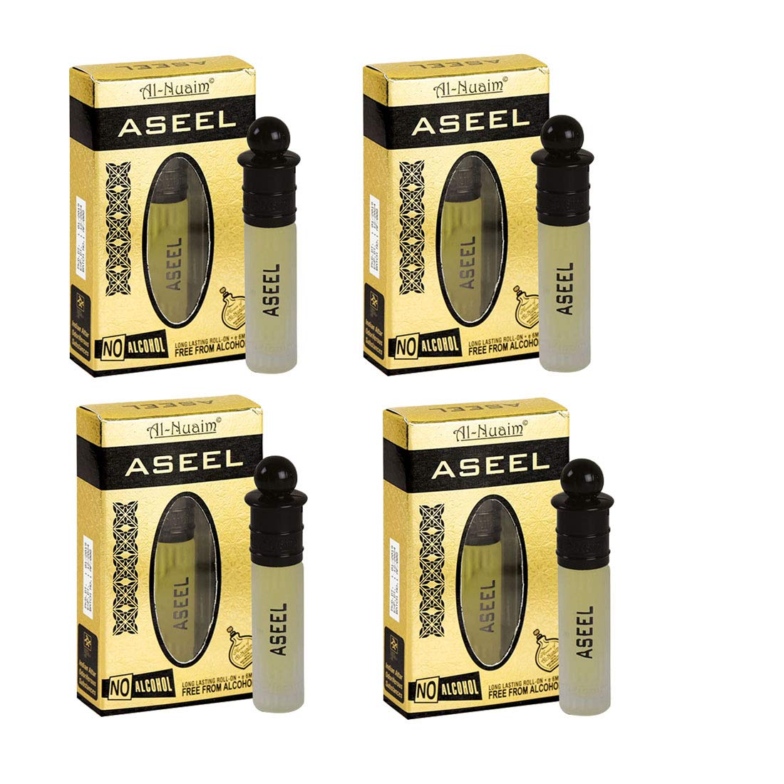 Al-Nauim Unisex Aseel Oil Oriental Attar Pack Of 4 (6 Ml Each)