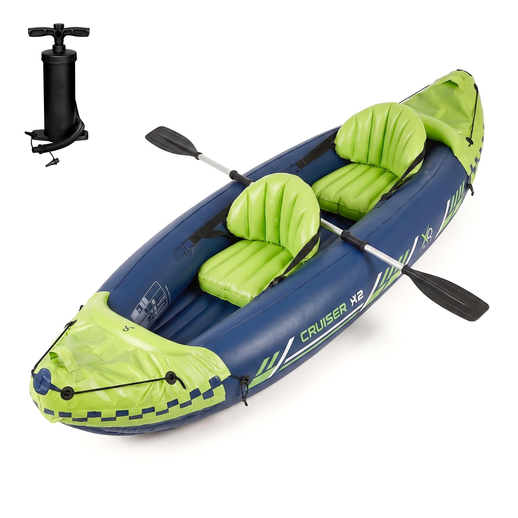 GEEZY 2 Person Inflatable Kayak Set with Seats, Aluminium Paddle & Pump