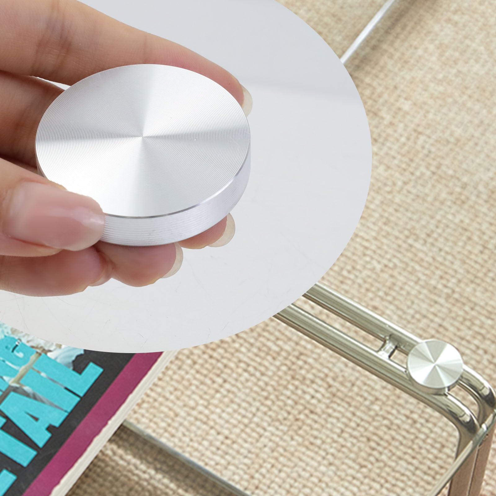 PATIKIL Disco De Aluminio De Forma Redonda De 0.787 In, Paquete De 8 Hilos M6 De 0.276 In De Grosor, Disco De Mesa De Vidrio Circular De Aluminio Para Mesa De Vidrio, Plateado
