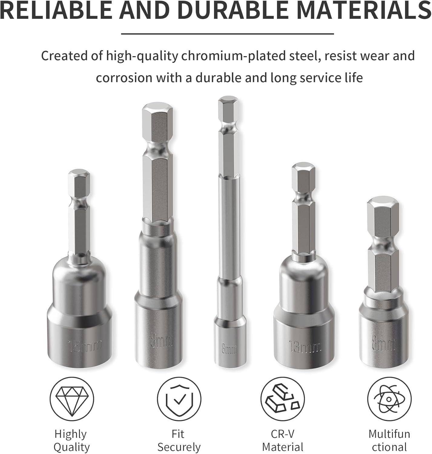 2Pcs Quick-Change Nut Driver Bit, 1/4" Hex Shank 14mm Magnetic Nut Setter Drill Bits 65mm Length Quick Change Hex Shank Tools