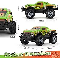 Vista 2 de Camión todoterreno con control remoto, auto RC de 2.4 GHz con luces LED, vehículo todoterreno a escala 1:20, camión RC rojo, auto a control remoto