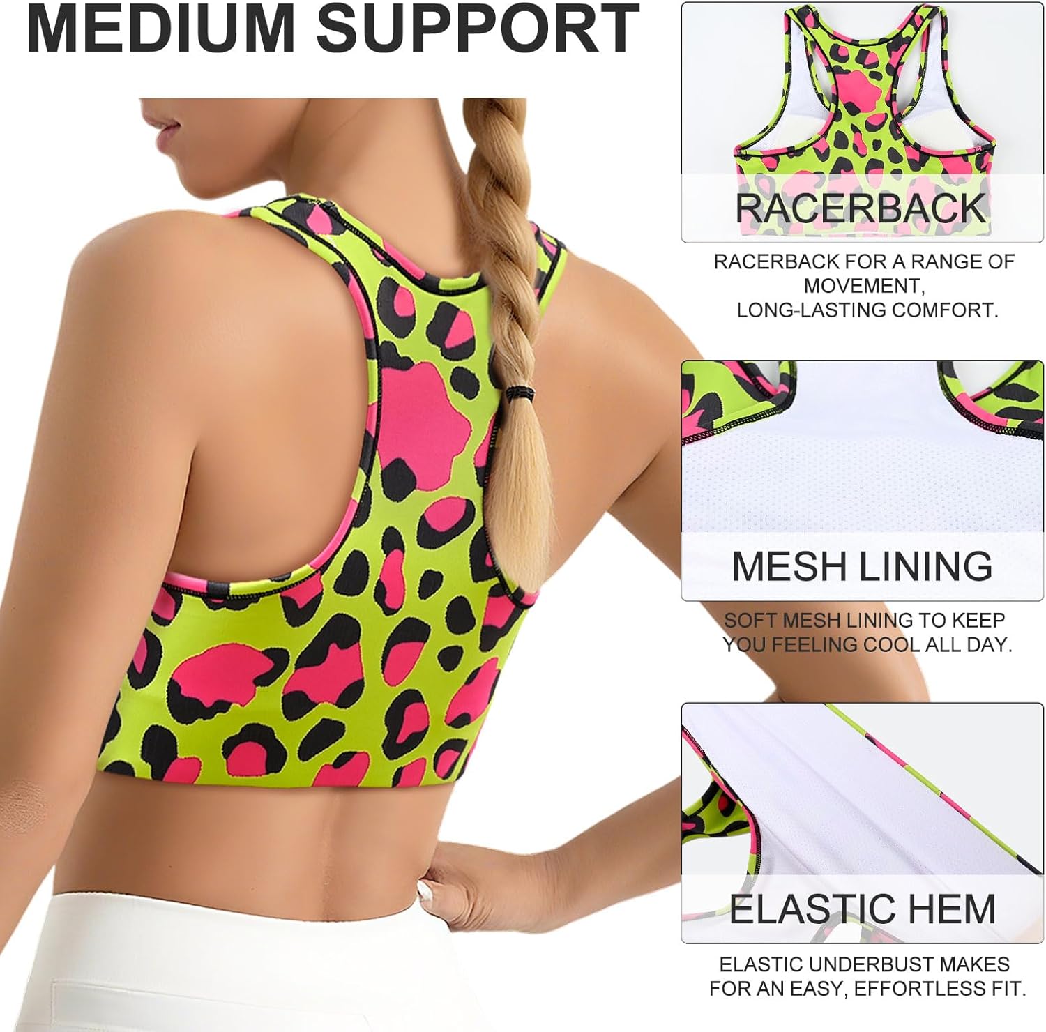 Sports Bra for Women Racerback Workout Bras Padded Crop Tank Top for Yoga Gym Fitness - Image 5