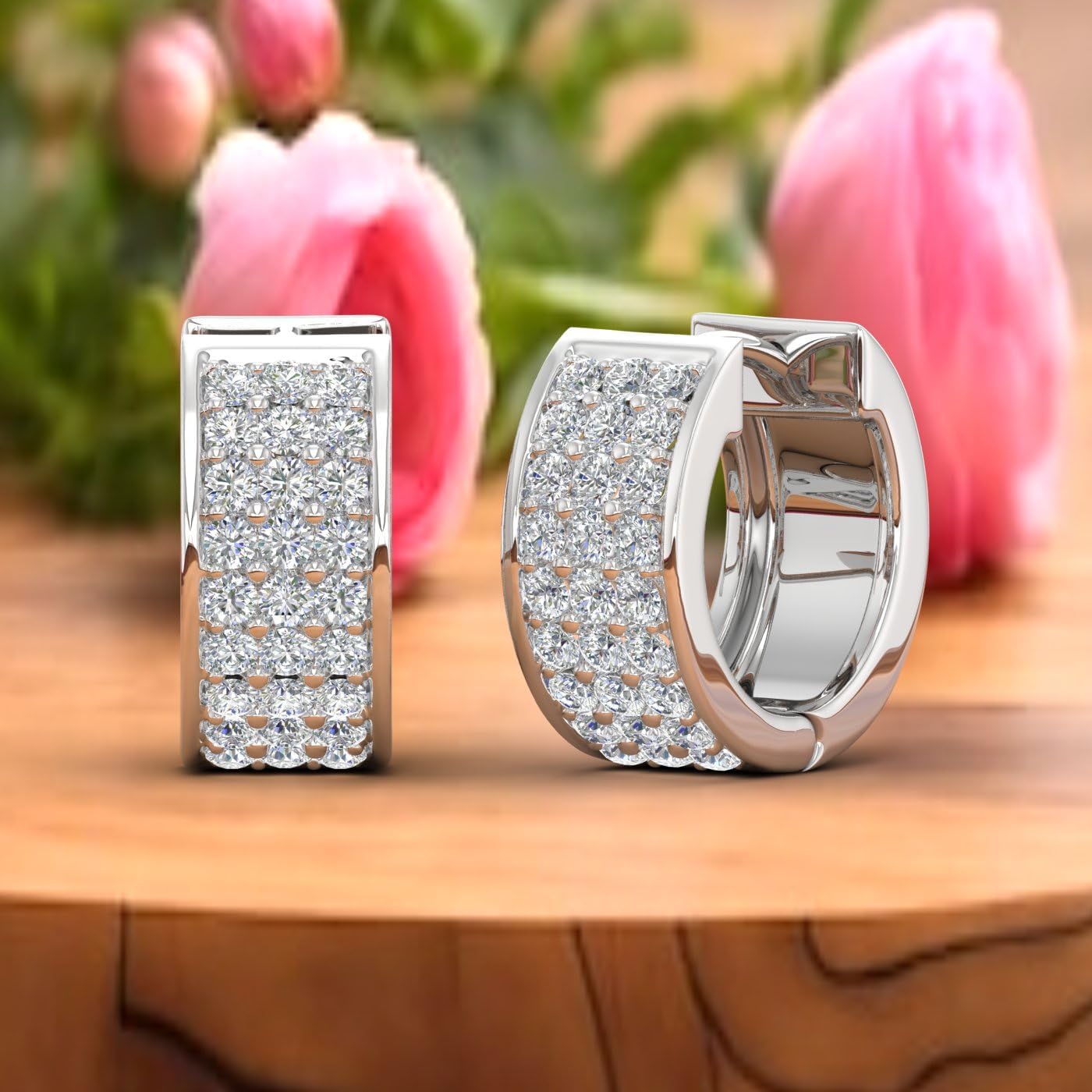 0.5 Carat Natural Diamond Huggies Earrings 10K Gold Jewelry Gift for Women Hinge With Notched Post