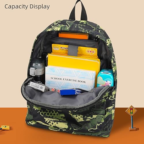 Miniatura 3 de willikiva Linda mochila escolar de dinosaurio para niños y niñas impermeable para jardín de infantes preescolar Camuflaje Dinosaurio talla única