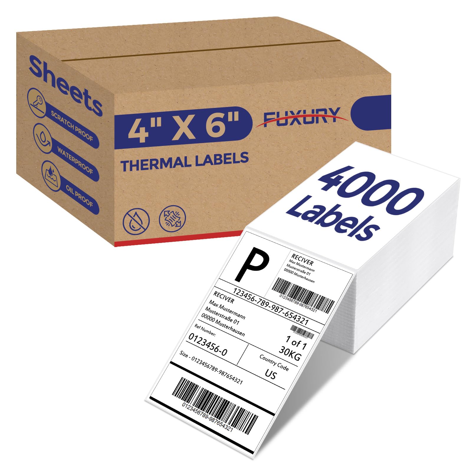 Fuxury Thermal Labels 4x6 4000 Labels Fanfold Direct Shipping Label