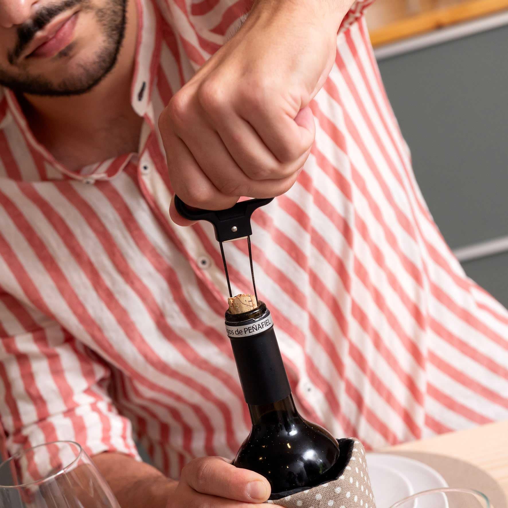 Cavatappi A Lamine Per Vini Vecchi - Nero, Estrazione Delicata Tappi - Foto 2