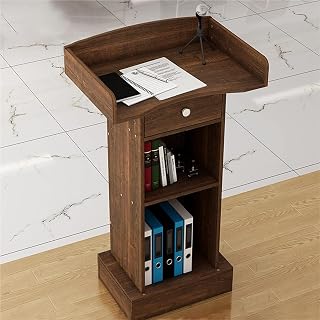 Floor Standing Podium ,Speaking Lectern Stand, Acrylic Lectern for Church/Wedding/Classroom/Speaking Venue,(Brown)