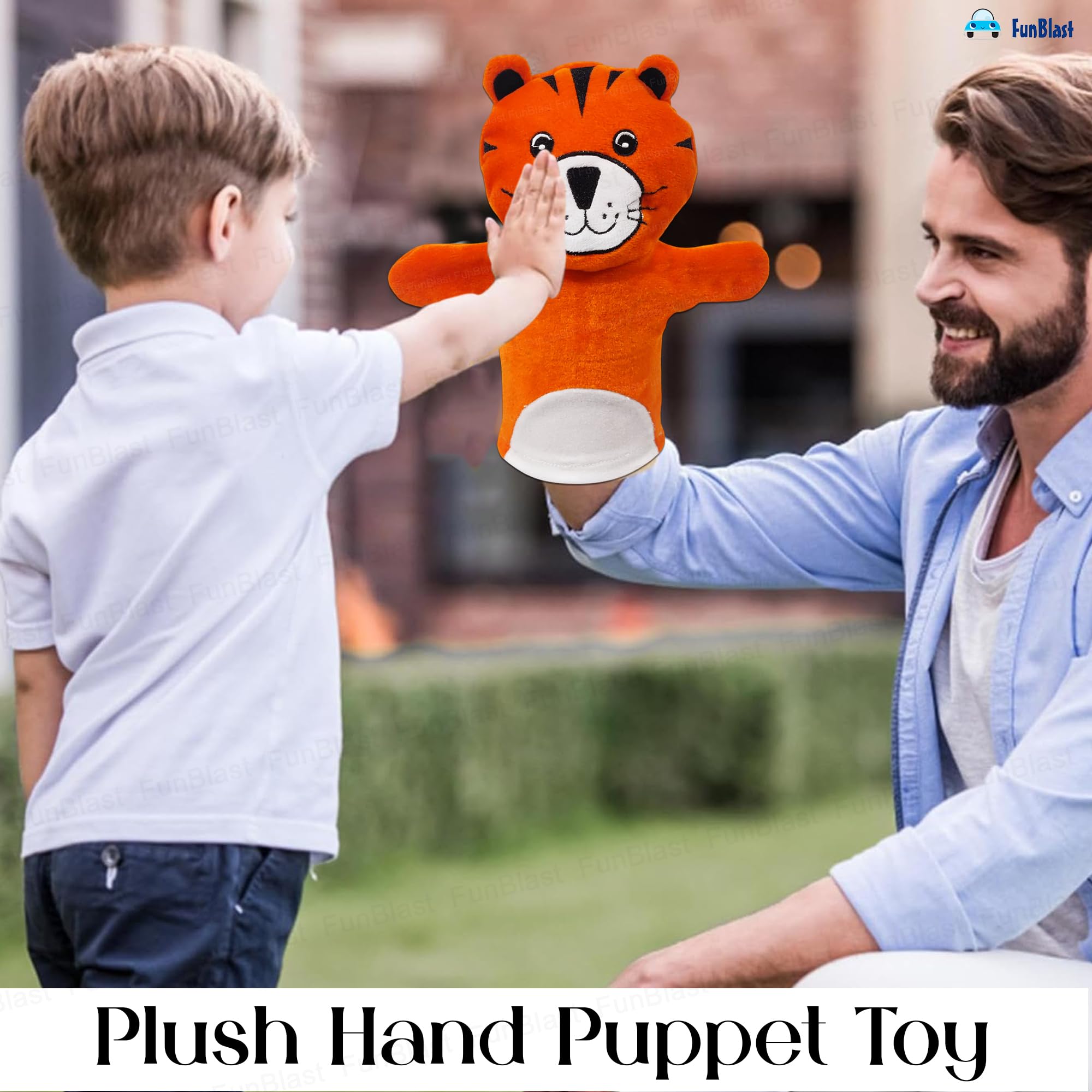 FunBlast Hand Puppets for Kids - Soft Puppets, Story Telling Puppet Toy, Plush Animals Puppet, Fun Play Learning Toys - Multicolor (Tiger) 2
