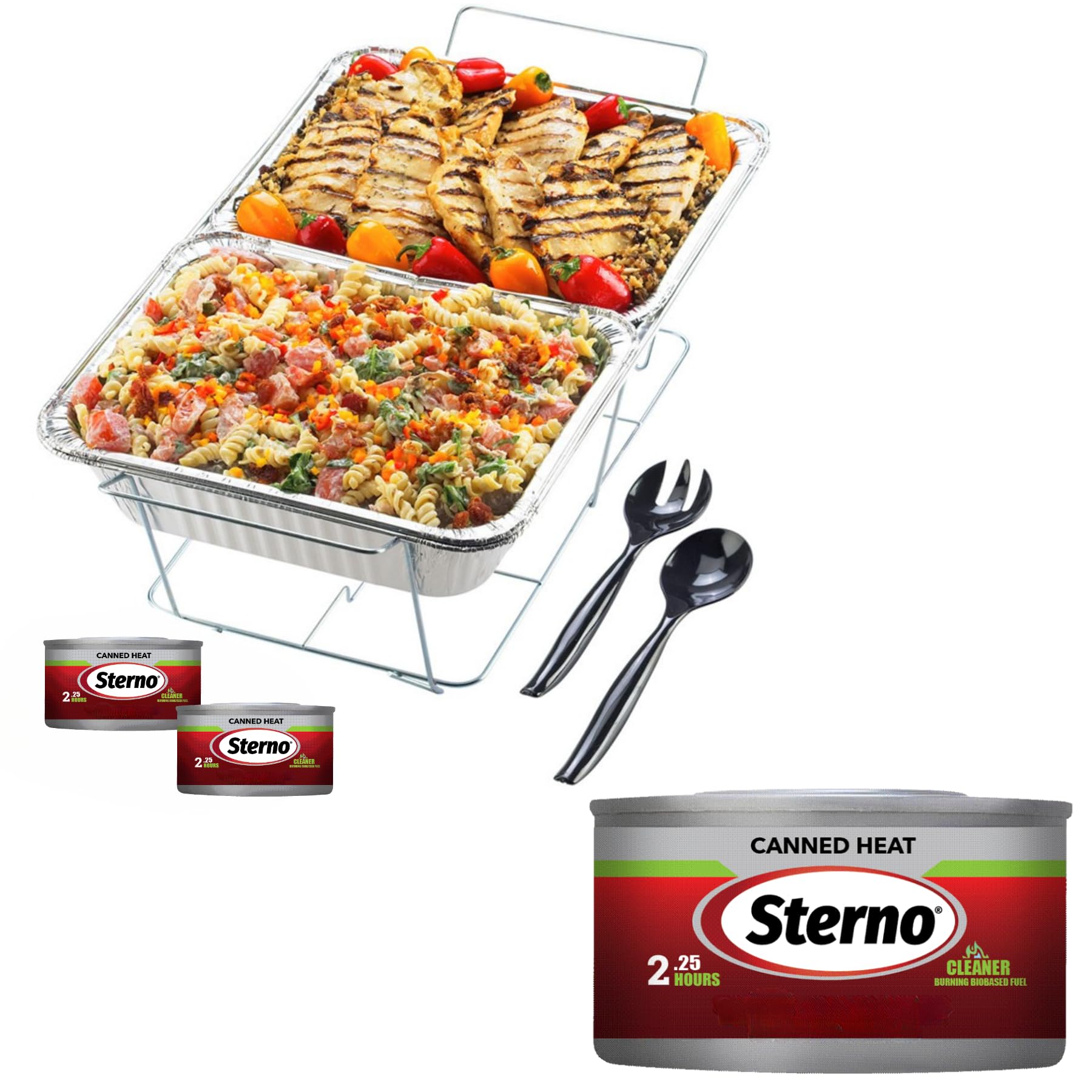 Sterno Buffet Kit Disposable Chafing Dish Buffet Set - Chafing Dishes for Buffet & Catering Food Warmers - Catering Supplies & Food Warming Trays for Buffet Party - 8-Piece Chafing Dish Set