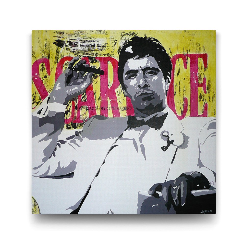 Al Pacino - Scarface Vintage Tablosu - 60x60cm