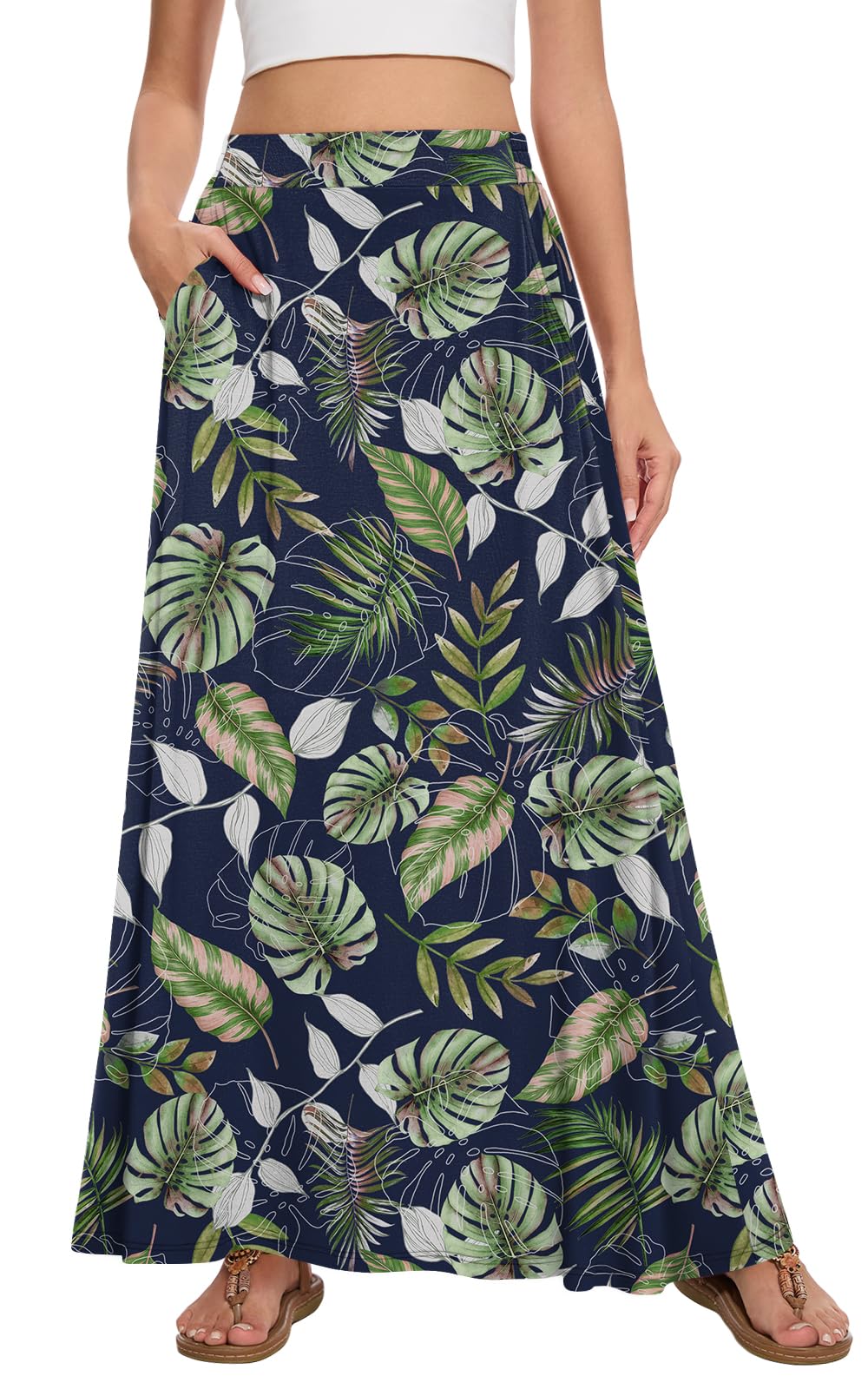 Womens Maxi Skirt Long Flowy Summer A-Line High Waist Skirts