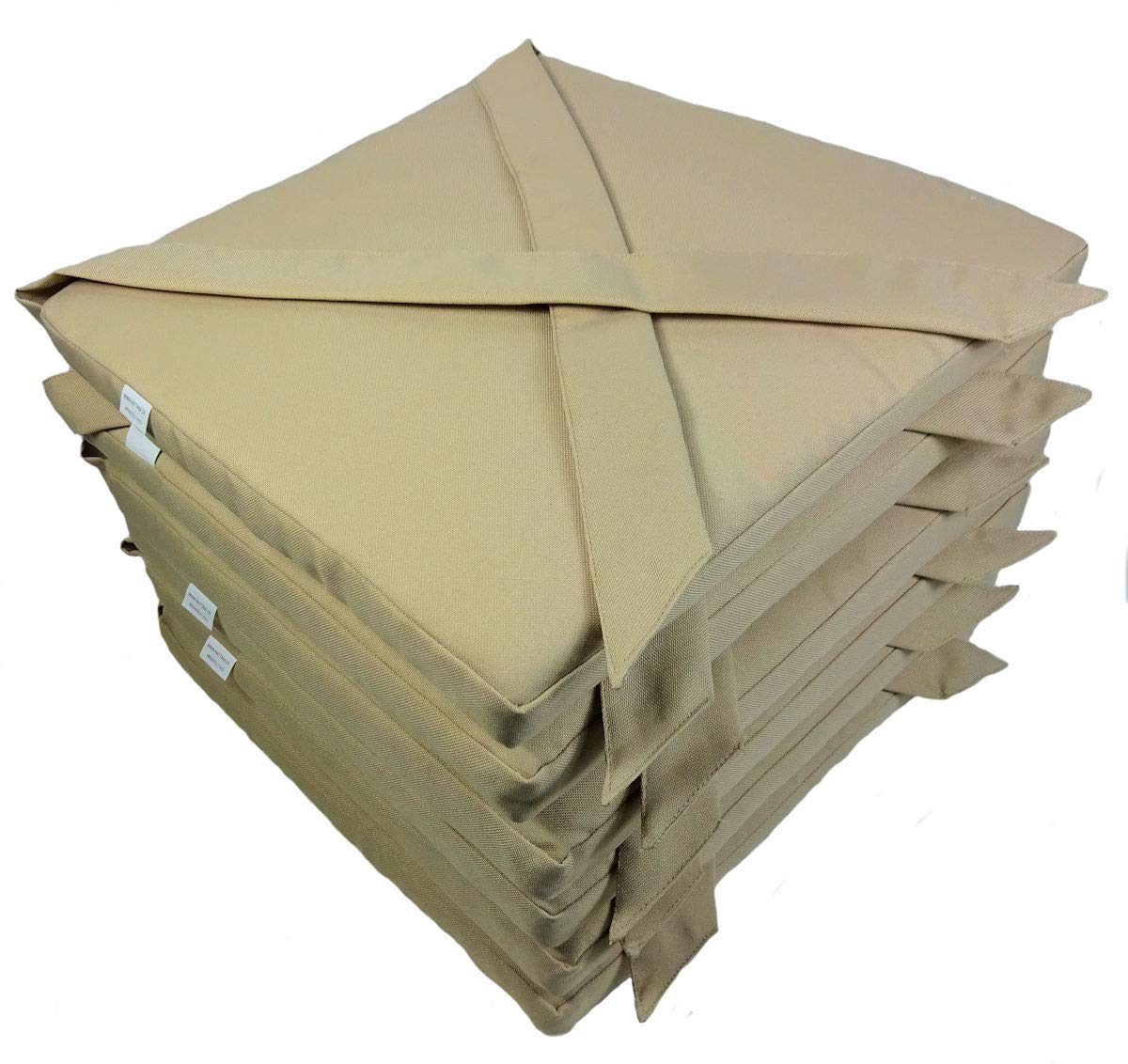 Rattani Set 6 x Stuhlkissen/Sitzkissen Marina Eckig mit Schleife 40 x 40 cm Dicke 5 cm, Fb. beige - Made in EU